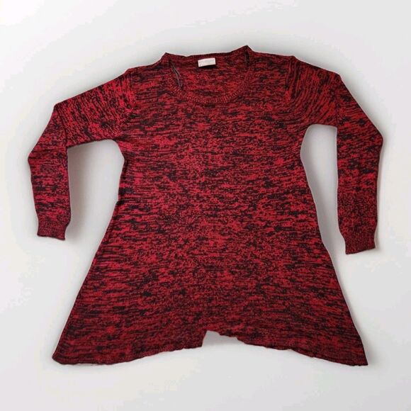 Bobbie Brooks Dresses & Skirts - Bobbie & Brooks Knit Sweater Dress Red Black Handkerchief Hem Plus Sz 1X EUC